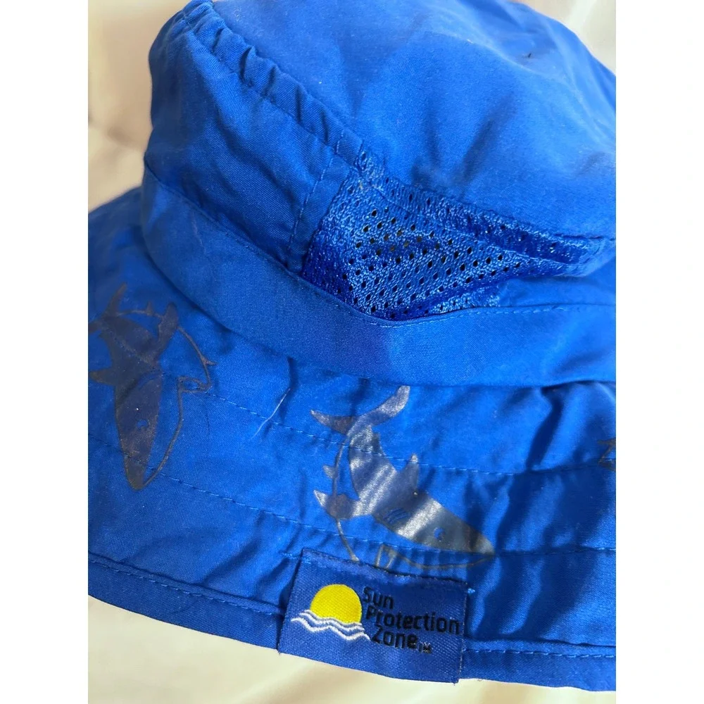 Sun Protection Zone Safari Hat OS Blue Shark Print UPF 50+ Kids